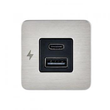 Scanstrut TILE USB-C, USB-A latauspistorasia, ruostumaton teräs